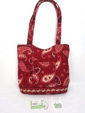 Vera Bradley EUC Bucket Tote Bag Mesa Red Quilted Paisley Western Handbag Purse